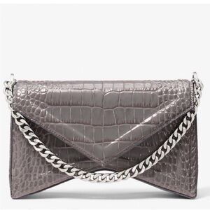 Michael Kors Collection Manhattan Medium Crocodile Embossed Patent Leather Bag